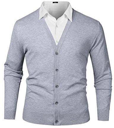 iClosam Strickjacke Herren Cardigan V Ausschnitt Pullover Jacke Mit Knöpfen Leichte Strickjacken Wintermode Eleganter Stil
