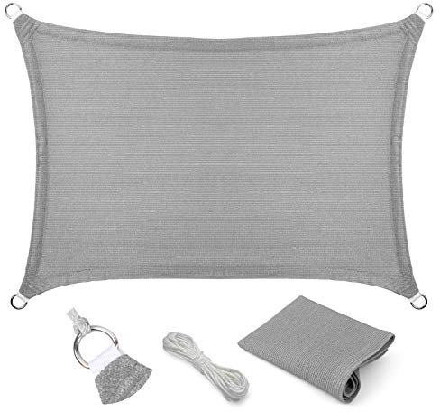Eden's Decor Sonnensegel, rechteckig, für Terrasse, Garten, Hinterhof, Pergola, 1,8 x 2,4 m, Grau, individuelle Größe
