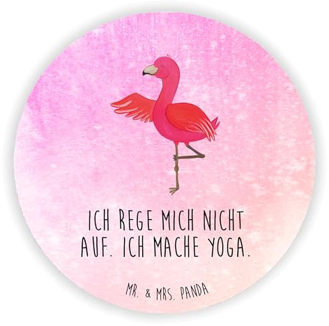 Mr. & Mrs. Panda Rund Magnet Flamingo Yoga - Geschenk, Notiz Magnet, Yoga-Übung, Whiteboard Magnet, Pinnwandmagnet, Aufregen, Kühlschrankmagnet,