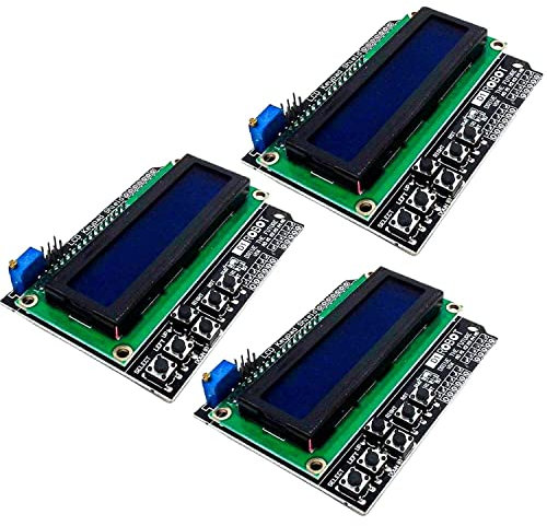AZDelivery 3 x HD44780 LCD Keypad Shield 16x2 LCD1602 Display Modul 2x16 Zeichen (mit Blauem Hintergrund und Weißen Zeichen) kompatibel mit Arduino inklusive E-Book!