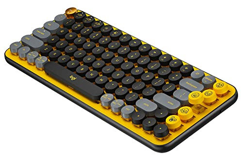 Logitech Pop Keys Teclado mecánico inalámbrico con Teclas Emoji Personalizables, diseño Compacto Duradero, Bluetooth o conectividad USB, multidispositivo, Compatible con OS - Blast AZERTY