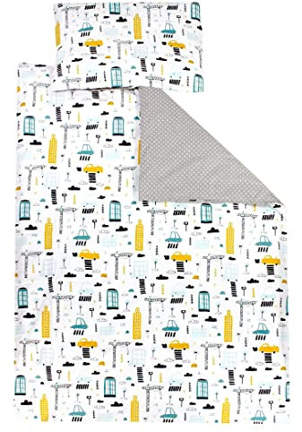 TupTam Kinder Bettwäsche Gemustert 2-Teilig Wendebettwäsche, Farbe: Autos Bunt, Größe: 135x100 cm
