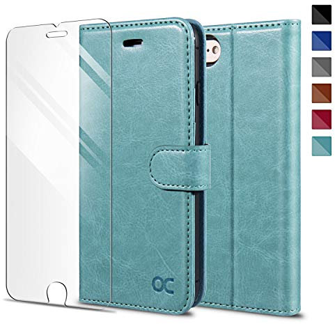 OCASE für iPhone SE 2022 5G Hülle iPhone 7/8/SE 2020 Handyhülle [mit Schutzfolie] [Premium Leder] Schutzhülle Klapphülle Handytasche Etui für iPhone SE 5G 3rd Generation Minzgrün
