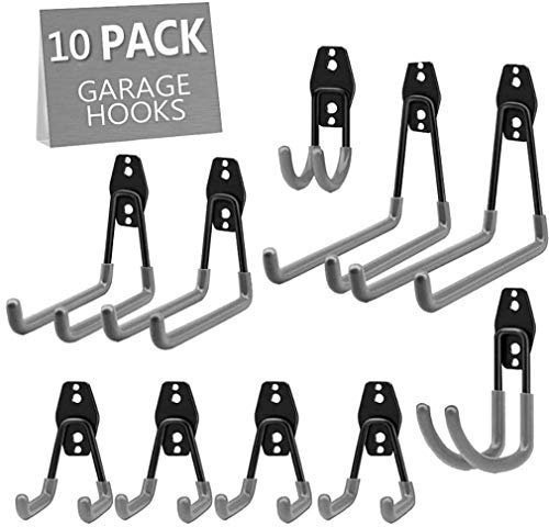 Reehi Garage Hooks, Steel Heavy Duty Garage Storage Hooks for Organizing Power Tools,Ladder,Bulk Items (Pack of 10)
