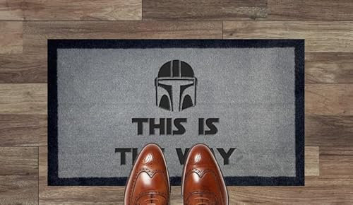 Mandarlorian Chewie This Is The Way Star Wars Fans Nylon Light Grey Brown Cream Novelty Door Mat (Light Grey)