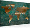 Runa Art Bild Weltkarte Modern Wandbilder Wohnzimmer Büro 1 Teilig - Made In Germany - Antik Grün Braun Flur 109015b