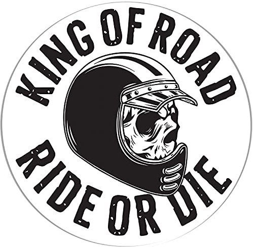 Biomar Labs® 1 x Vinyl Helm Aufkleber Sticker King of Road Ride Or Die Schädel Totenkopf Autoaufkleber Auto Moto Motorrad B 149 Z*
