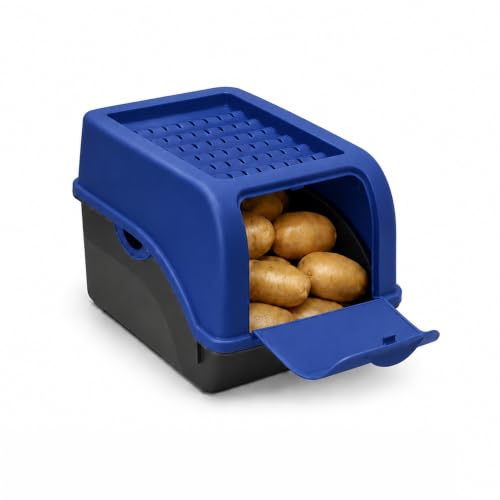 ARTECSIS® 1 x Kartoffel Aufbewahrungsbox mit Deckel für 4 kg Kartoffeln (königsblau) - Vorratsbehälter & Vorratsdosen Gemüse & Lebensmittel - Kartoffelbox, Zwiebelbox, Gemüsebox (inkl. 6 Aufkleber)
