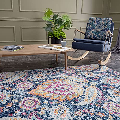 AREA RUGS LIVING ROOM BEDROOM LARGE SMALL VINTAGE SOFT SHORT PILE BORDERED CLASSIC ORIENTAL DESIGN TRADITIONAL PERSIAN MOROCCAN BOHO CARPET - XLARGE 200X290 CM, MULTICOLOURED VINTAGE DESIGN