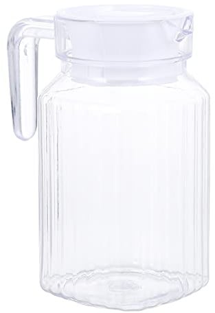 Garneck Wasserkrug Kunststoff Kühlschrankkrug Saftkrug Wasserkaraffe Saftkaraffe Saftspender Wasserkanne Getränkekanne für Kalt Warm Wasser Tee Kaffee Milch Getränke Eistee 600ml
