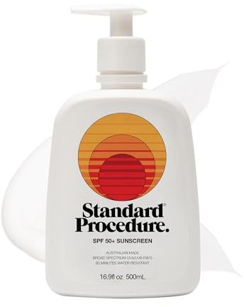 Standard Procedure. SPF 50+ Sunscreen, Broad Spectrum Face & Body Sunblock for Sun-Sensitive Skin, 4HR Water Resistant, Organic Formula, 16.9 oz