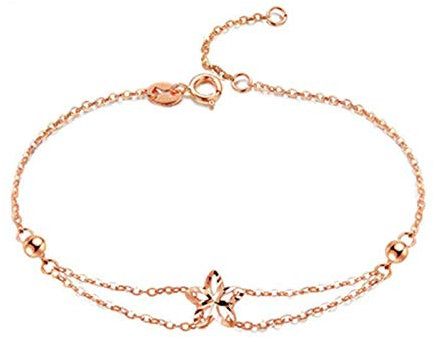 Gualiy Damenarmband 18K Roségold, Hohler Stern Doppelkettige Kettenarmbänder Roségold