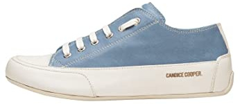 Candice Cooper Rock S-Sneakers aus Leder in Vintage-Optik-Weiß, Weiß-Hellblau 40