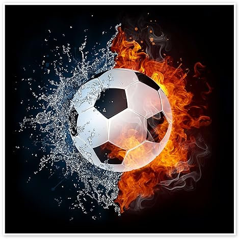 Posterlounge Der Fußball im Kampf der Elemente Poster