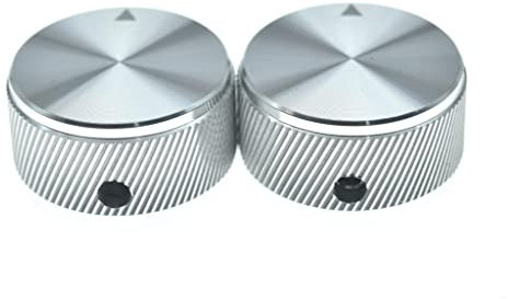 KAISH 2 Stück 30 mm Durchmesser Aluminium-Pot-Knöpfe 1/4 Zoll Universal-Topfkontrollknöpfe aus Metall mit Blinker und Stellschraube für Verstärker/Vorverstärker, silberfarben mit Streifen Design