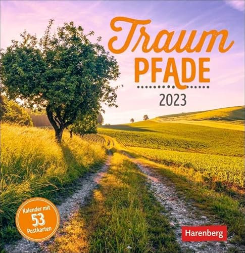 Traumpfade - Postkartenkalender 2023 - Harenberg-Verlag - Wochenkalender mit 53 Postkarten zum Freuen, Dekorieren oder Verschicken - 16 cm x 16,5 cm
