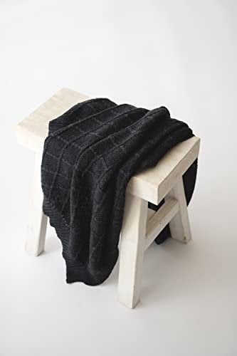 Kaiser 6521725 Wool - Babydecke Strick 100% Merino Wolle, atmungsaktive Babydecke, Neugeborene für den Sommer, Neugeborene, Kinderwagendecke, Babyschalendecke, Fb. Black