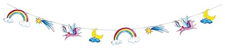 CAM ET Leon – Zubehör für Kindergeburtstag, Einhorn-Thema, Teller, Becher, Servietten, Konfetti, Tüten, Einladungskarten (Girlande – 3,6 m)