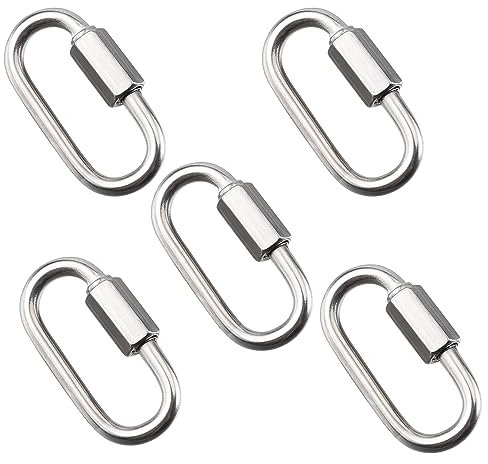 12 Pezzi Moschettone a Vite M6 in Acciaio Inox 304 - Connettori Moschettoni con Chiusura Avvitabile e Tappo Fisso Blocco Sicuro per Attrezzature Outdoor, Biciclette, Imbracature e Fai da Te