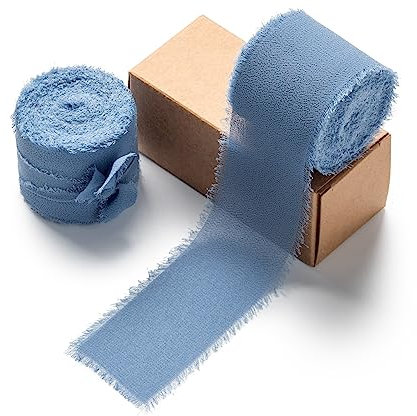 AOKSUNOVA Chiffonband Blau Schleifenband Hochzeit Geschenkband Breit Seidenband Stoffband