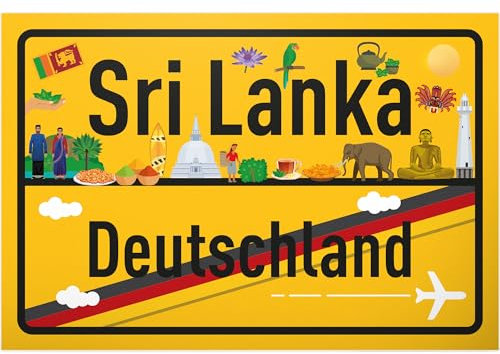 DankeDir! Sri Lanka Deutschland Ortsschild - Schild 30 x 20 cm - Geschenk Idee Gutschein Reise Urlaub Reisegutschein Männer & Frauen Geldgeschenk Abschiedskarte Geschenkidee Deko Karte