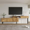 Sweiko Meuble TV moderne en marbre et bois avec pieds en fer, bord en PVC, peu encombrant, 129 x 30 x 58 cm