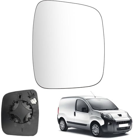 Cristal De Retrovisor Calefactable Derecha Compatible con Fiat Qubo Fiorino/Citroen Nemo/Peugeot Bipper 2008-2020 Espejo Retrovisor