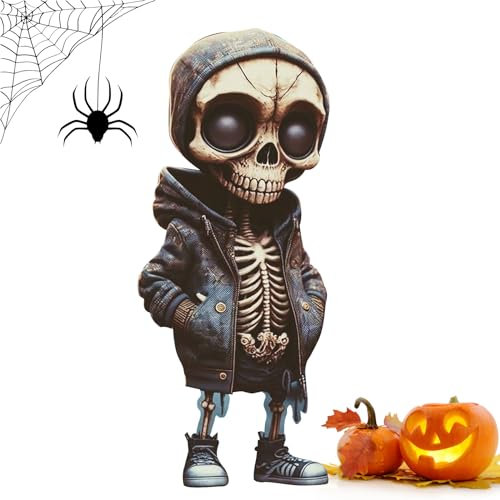 Coole Skelett Figuren Gothic, Halloween Skelett Puppe, Mini Harz Skelettfiguren, Halloween Skelett Puppe, Skelett Figuren Deko, Totenkopf Statue, Halloween Dekoration für Zuhause,Büro,Schreibtisch