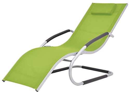 BIGBARLEY Stühle für den Außenbereich, Loungesessel, Bequeme Sitzgelegenheiten für Terrassen, Gärten und Höfe,Sonnenliege mit Kissen Aluminium und Textilene Grün