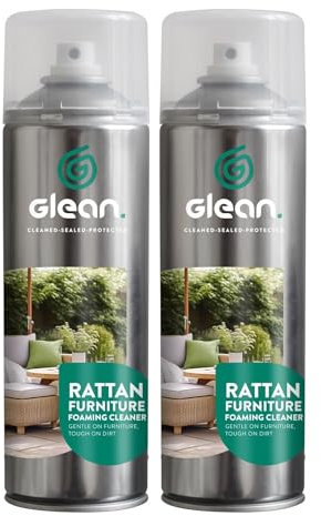 GLEAN Rattan Furniture Foaming Cleaner | 2 x 500 ml | Deep-Cleaning Foam Aerosol Spray for Patio & Garden Furniture | No-Rinse, Fast-Drying Mould & Stain Remover