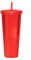 RYHMHA Diamond Plastic Thermal Mug with Straw and Lid，Double Walled Cold Cup，Iced Cold Drinking Coffee Travel Mug 24oz Party Tumbler-Black (Red)
