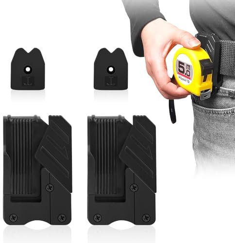 2er-Pack Quick-Lock-Maßbandhalter für Gürtel – Universelles Maßbandhalter-Set, sicher, effizient, doppelter Komfort für Ihren Werkzeuggürtel(schwarz,2PCS)