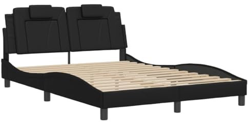 vidaXL Bettgestell, Bett Viana ohne Matratze, Bettrahmen mit Lattenrost, Doppelbett für Schlafzimmer, SchlafzimmerBettgestell Schwarz 140x200cm Kunstleder