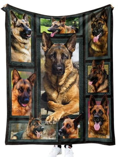 Kids 3D Deutscher Schäferhund Kuscheldecke 100x130 Tiere Hunde Weiche Flauschig Flanelldecke Wohndecke Warmer Sommer Kinder Mädchen Jungen Decke für Sofa TV Bett B69