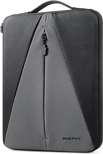 ROEPHY 16 Laptop Sleeve Portable PC Bag Protective Tablet Case for 16 Inch Dell/HP Pavilion Envy/Lenovo ThinkPad IdeaPad/ASUS Vivobook/MacBook Pro 16 M3 M2 M1 / Acer/LG, Black + Grey