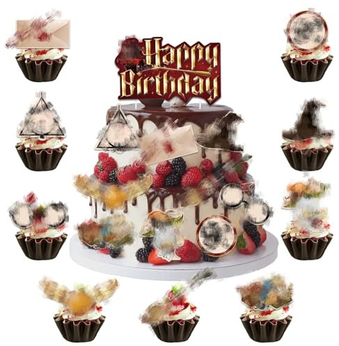 10 Stück Magic Tortendeko, Wizard Happy Birthday Kuchen Deko Cake Toppers Geburtstag Tortendeko Geburtstagstorte Topper Deko Geburtstagsfeier Party Mädchen Jungen Kinder