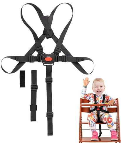 Lunaobrik 5-Punkt-Hochstuhlgurte, 5-Punkt-Hochstuhlgurt, fester Gurt des Kindersitzes, Schutzgurt für Hochstuhl, verstellbar für