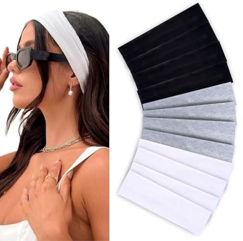 JOISHOP 12 Stück Stirnbänder Damen Sport, 3 Farben Haarband Mädchen Elastisch Headband rutschfest Stretchy Stirnband für Frauen Herren Yoga,Gehen,Laufen,Radfahren, Fitness