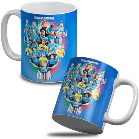 Tazza Napoli Campioni d’Italia 2025 4º Quarto Scudetto Quarta Stella Idea Regalo Tifoso Azzurro Ceramica Bianca con Grafiche Esclusive Personalizzata per Colazione, Calcio (Tifoso Napoli Design 06)