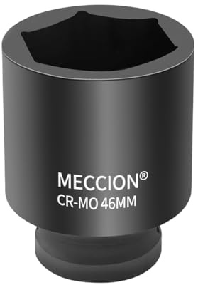 Meccion Llave de Vaso de Impacto 46mm de Entrada 3/4, Trabajos Pesados Cr-Mo Vaso Hexagonal, 63 mm de Longitud