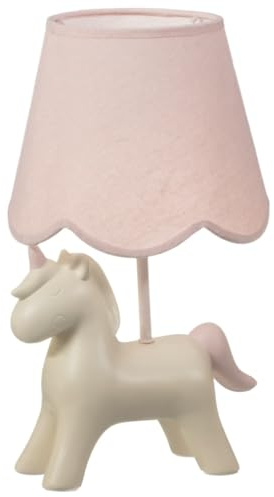 New Unicorn Battery Powered Table Lamp with Pink Shade – Cute White Unicorn Light for Girls Bedroom, Decorative Desk Lamp A-23