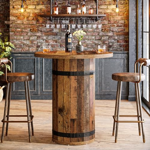 Tribesigns Round Bar Table, 39.4-Inch Bar Height, Bistro Pub Table