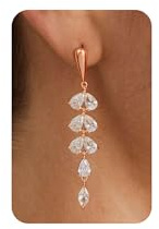 PRTGL Orecchini Pendenti – Placcati in Oro 14K/Oro Bianco/Oro Rosa, Orecchini Lunghi da Donna con Cerchio e Pendente, Design Farfalla, Cuore, Stella e Perla, con Nappine, per Matrimoni, Balli e Feste
