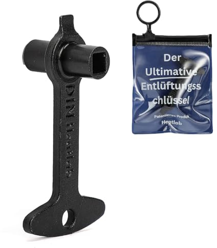 Heatlab Entlüftungsschlüssel für Heizkörper 3-in-1 | Vierkantschlüssel 5mm, SOS Rettungsende, Patentierter Heizungsentlüftungsschlüssel