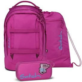 Satch pack set ab 5. Klasse ergonomisch 30L Stauraum standfest Organisationstalent Fearless Pink - Pink