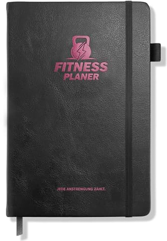 BIROYAL Trainingstagebuch Deutsch A5, mit 186 Trainingsseiten, Leder Cover | Trainingsbuch Krafttraining, mit Körpermessung, Meilensteine & Zielsetzung, 120g Papier, mit Stifthalter & Einstecktasche