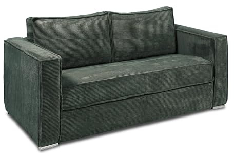 Vente-unique - Schlafsofa 4 Loreto - Samt - tannengrün
