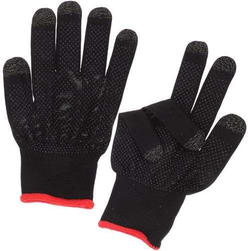 Generisch Schweißabweisende Gaming Fingerhandschuhe 1 Paar, Silberfaser | Handyspiele und Stiftzeichnungen, Atmungsaktiv, Hautfreundlich, Schwarz, Bessere Kontrolle