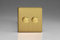 Varilight 2-Gang 2-Way V-Pro Push On/Off Rotary LED Dimmer 2 x 0-120W Brushed Brass