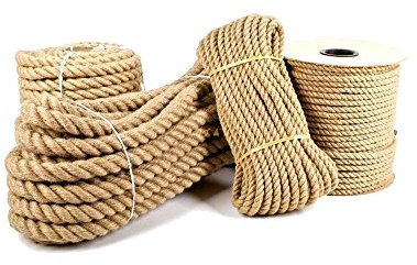 Ø 40mm Ø Jute Rope 100% Pure Natural Jute Fibers Twisted Braided Decking, Boating, Home & Garden DIY (1 meter)